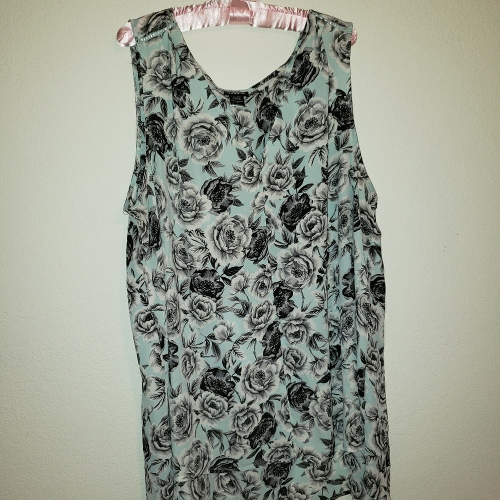 Teal & Rose Sleveless Blouse